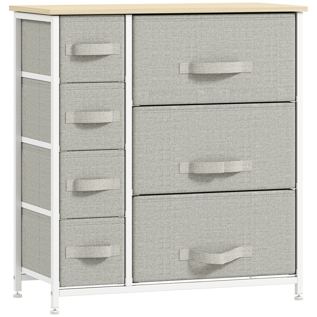 Commode 7 tiroirs, chiffonnier avec cadre métallique, commode en tissu pour salon