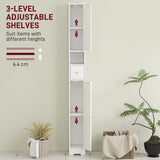Tall Bathroom Cabinet, Modern Slim Bathroom Storage with Arched Doors, Drawer and Open Shelf