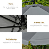 11 FT Cantilever Patio Umbrella Offset Parasol with Cross Base and 8 Ribs for Garden
