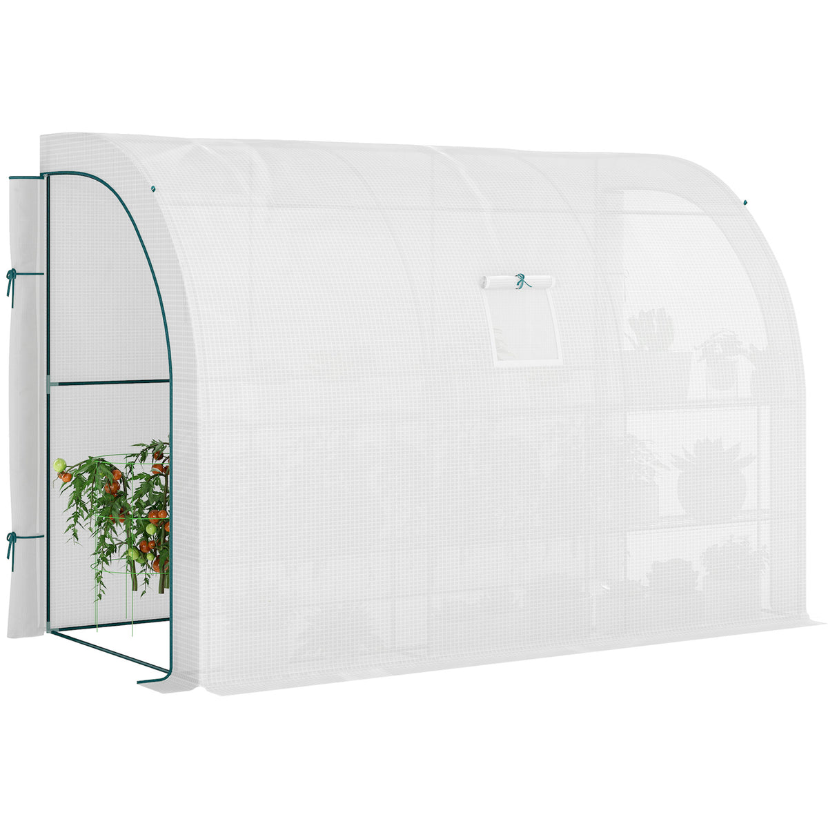 Serre appuyée extérieure pour jardinage avec fenêtres et 2 portes à glissière, 10' x 5' x 7'