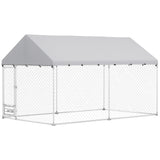 Outdoor Dog Run with Adjustable & Rotatable Bowls, Escape-Proof Lock, 13.1' x 7.5' x 7.5'