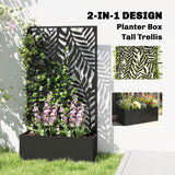 Bac à fleurs en métal avec treillis, lit de jardin surélevé 44,5