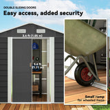 7.7' x 6.5' Outdoor Metal Garden Shed House Hut Gardening Tool Storage with Ventilation