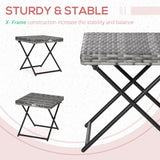 Rattan Coffee Table Folding Patio Outdoor Side Table Wicker for Balcony, 15.75