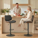 Bar Stools Set of 2, Swivel Counter Height Barstools with Back, Adjustable Height