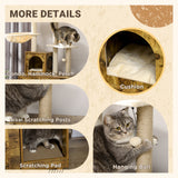 Litter Box Enclosure with Cat Tree Tower, Large Platform