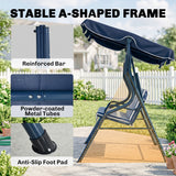 Outdoor Porch Swing with Adjustable Canopy, 3-Seater Patio Swing Chair with Cushion