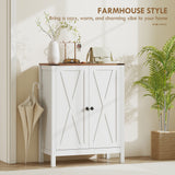 Shoe Cabinet with Barn Doors, Farmhouse Shoe Storage Cabinet with Adjustable Shelves, Holds up to 15 Pairs