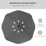 Solar Patio Umbrella with LED and Tilt, Outdoor Market Table Umbrella Parasol with Crank, 10 x 10 ft