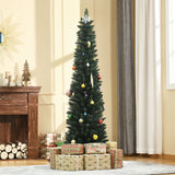 6FT Artificial Christmas Tree Xmas Pencil Tree Holiday Home Indoor Decoration with Foldable Black Stand for Party