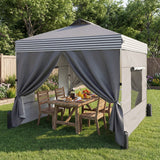 10 x 10 ft Pop Up Canopy Tent with 4 Sidewalls, UPF 50+ 1-Button Push Outdoor Instant Canopy with Wheeled Bag