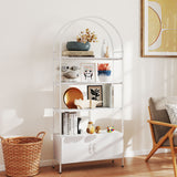 4-Tier Arched Shelving Unit with Cabinet, 31.5