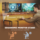 Gaming Desk with Power Outlets LED Lights Computer Desk with Drawers Monitor Stand 61