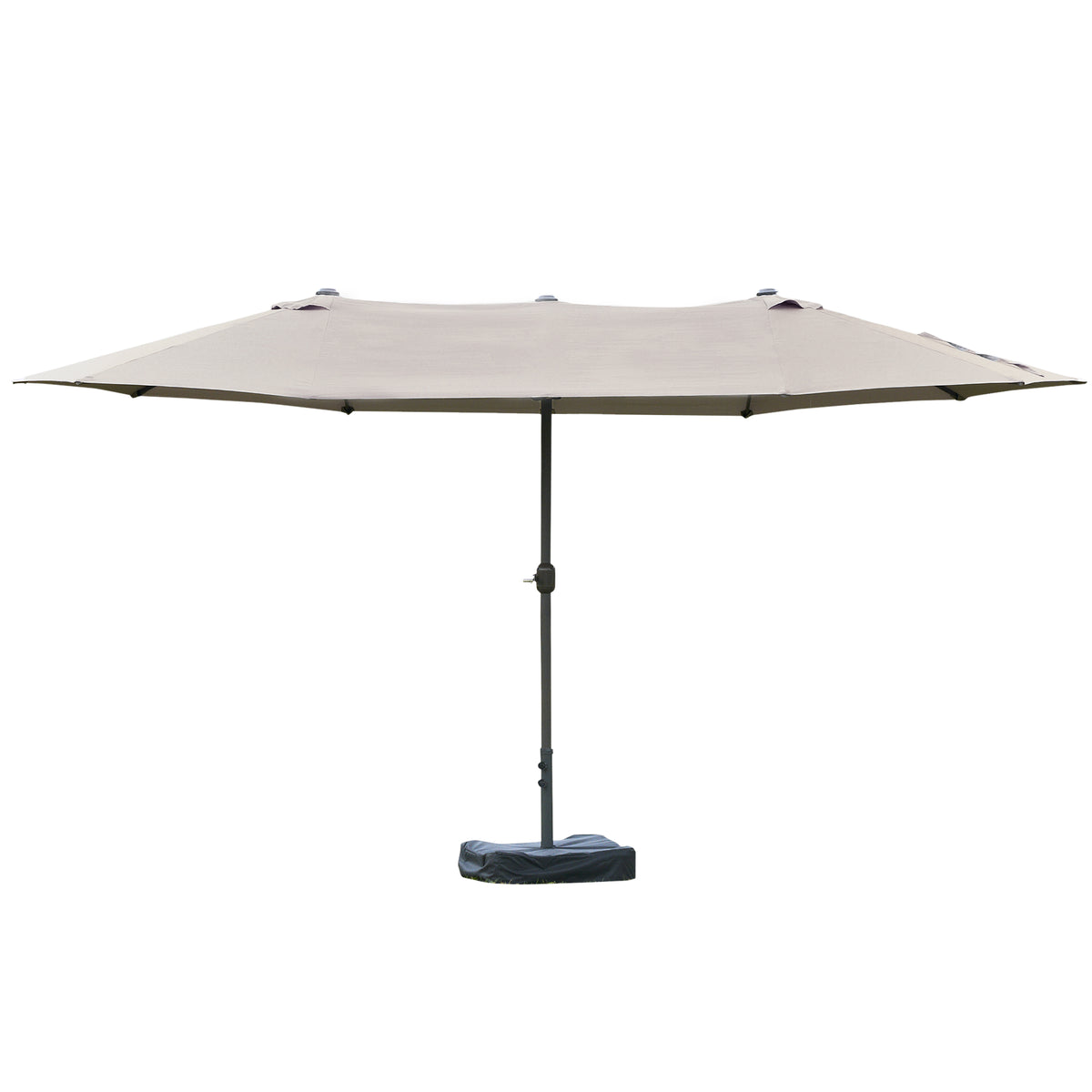 15' Outdoor Patio Umbrella with Twin Canopy Sunshade Steel Table Umbrella w/ Lift Crank