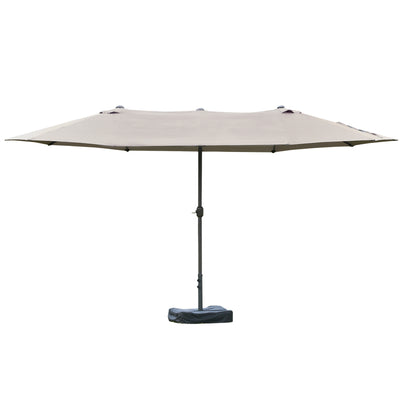 15' Outdoor Patio Umbrella with Twin Canopy Sunshade Steel Table Umbrella w/ Lift Crank