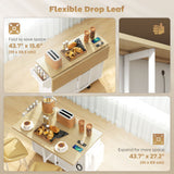 Kitchen Island with Storage, Rolling Kitchen Cart with Charging Station, Spice Rack, Drawers