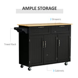 Modern Kitchen Island, Utility Kitchen Serving Cart with 2 Storage Drawers & Cabinets for Dining Room