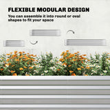 Galvanised Raised Garden Bed with Arched Trellis, 7 x 4 x 7ft Metal Outdoor Planter Box with Open Bottom