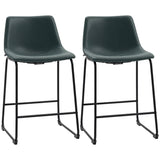 Counter Height Bar Stools Set of 2, Vintage PU Leather Bar Chairs