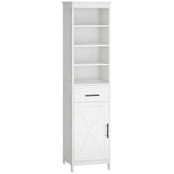 Tall Bathroom Storage Cabinet, Free Standing Bathroom Cabinet Slim Side Organizer w/ 3-Tier Open Shelf, and Drawer