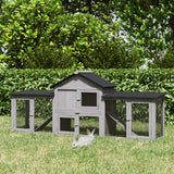 Large Rabbit Hutch Wood Bunny Cage Outdoor Guinea Pig House with Double Runs Slide Out Tray Ramps