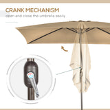 6.5x10ft Patio Umbrella, Rectangle Market Umbrella with Aluminum Frame and Crank Handle