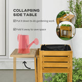 Jardinière surélevée avec table d'appoint pliante, bac à plantes en bois pour fleurs et légumes