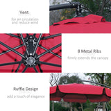 9FT Offset Hanging Patio Umbrella Cantilever Umbrella with Easy Tilt Adjustment, Cross Base and 8 Ribs for Backyard