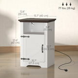 Set of 2 Side Tables, Night Stands with Charging Outlets