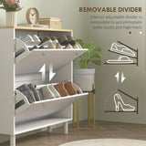 2 Drawers Shoe Storage Cabinet with Adjustable Shelves for 16 Pairs of Shoes