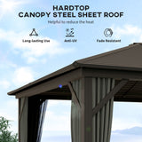 10' x 12' Deluxe Hardtop Gazebo with Metal Roof, Aluminum Frame Patio Gazebo Garden Sun Shelter Outdoor Pavilion with Curtains and Netting