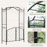7FT Metal Garden Arch with Gate Climbing Planter Frame Backyard Decor for Vines Morning Glory