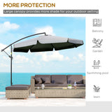 11 FT Cantilever Patio Umbrella Offset Parasol with Cross Base and 8 Ribs for Garden