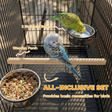 Bird Cage Portable w/ Slide-Out Tray Travel Cage for Parakeets w/ Perch & Food Bowls