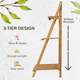 3-Tier Plant Stand, Plant Shelf Rack, Folding Bamboo Display Stand, 98x37x96.5cm