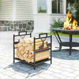Support à bois robuste, porte-bûches extérieur avec poignées, rangement de bois pour foyer
