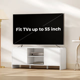 TV Stand for up to 55 Inch TV, Nordic Entertainment Center with 2 Cabinets and 2 Open Shelves for Living Room