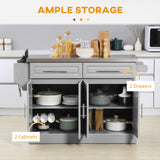 Rolling Kitchen Island with Storage and Stainless Steel Top, Kitchen Trolley with Drawers