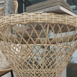 Table à café extérieure en rotin, table de patio tambour rond 18