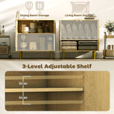 Sideboard with Adjustable Shelf, Buffet Cabinet with 2 Doors and Gold Steel Legs for Dining Room