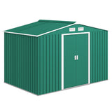 9.1'x6.4'x6.3' Garden Storage Shed w/ Foundation Kit Metal Tool Storage House w/ Double Doors