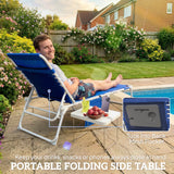 Tanning Chair with Face Hole and Side Table, Folding Outdoor Lounge Chair with Carry Straps