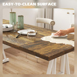 Table de cuisine fermette pour 8, Table à manger rectangulaire avec plateau épais et pieds en acier