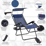 Zero Gravity Chair Set of 2 with Canopy Shade, Outdoor Folding Lounge Chair with Side Tray, Reclining Lounger with Breathable Mesh Seat and Pillow