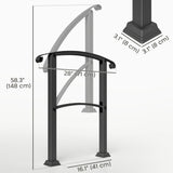 1-3 Step Handrails for Outdoor Steps, Metal Outdoor Stair Railing with Installation Kit