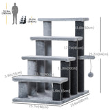 Cat Stairs for Bed, Couch 4 Steps, Small Cat Tree for Indoor Cats with Scratching Posts Toy Ball, 23.5