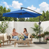 9.7 ft Offset Patio Umbrella with Water/Sand Fillable Weights, Garden Hanging Parasol with Locking Latch