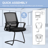 Ergonomic Desk Chair No Wheels, Padded Mesh Office Reception Chair with Sled Base