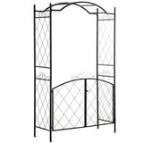 7FT Metal Garden Arch with Gate Climbing Planter Frame Backyard Decor for Vines Morning Glory