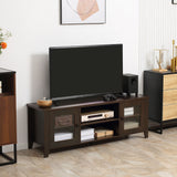 Fireplace TV Stand for TVs up to 60 inches, Wood TV Cabinet w/ Storage Doors or Living Room